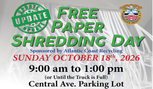 Paper Shredding Event - Rescheduled: 10/18/26